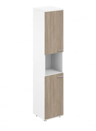 Шкаф высокий левый с нишей Сигма СГ.866.ВХ.ОД.ОД.Л Белый Дуб темный / Sigma SG.866.WH.OD.OD.L_0