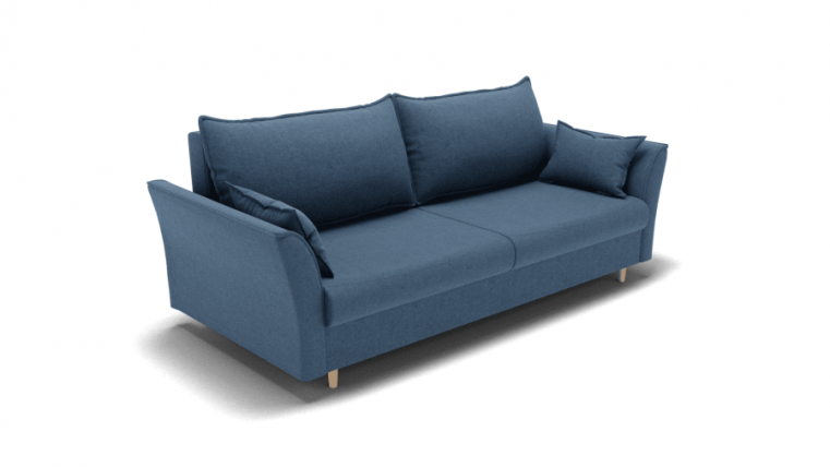 Диван Барселона-1 пружинный блок змейка (ЗР) Цвет фасада: Голубой; Тип: Прямой; Материал фасада: Металл/Велюр_0