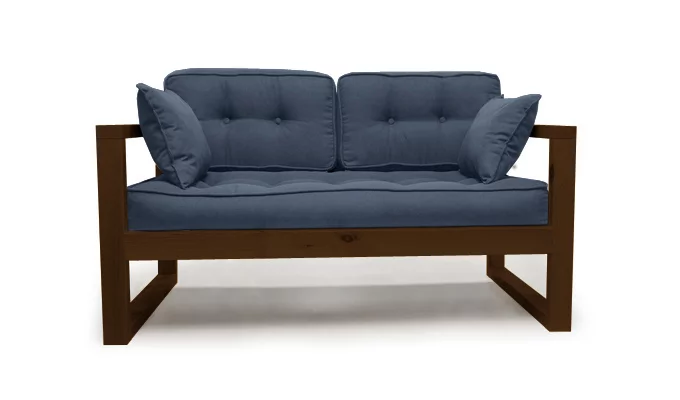 Диван двухместный ДЕмоку Д-2 небесно-голубой_темный дуб / DEmoku_0