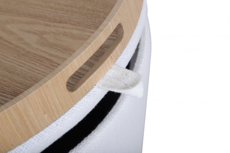 Пуф-столик с ящиком Хюгге Л рогожка Белый / L_5