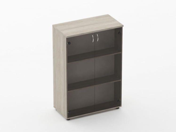 Шкаф средний 2 стеклянные двери Твин 16.14.131 Дуб Сантана светлый / Twin_0