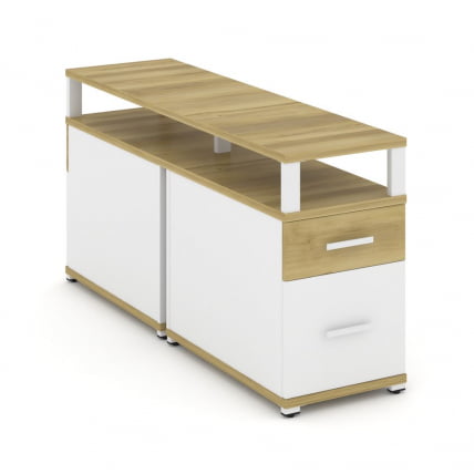 Тумба двухсторонняя опорная приставная с ящиком, распашным фасадом и надставкой CОНCЕПТ CН.ДТГП-002 Б/В Дуб Винченцо Белый бриллиант Белый / CONCEPT CN.DTGP-002 B/W_0