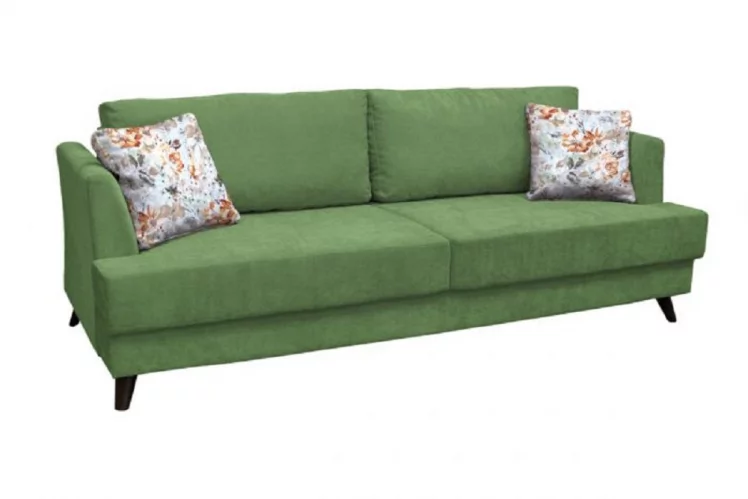 Диван-кровать Дамаск ТД 211. Лаундж 25 Зеленый/ Фибра 2885/5 Коричневые цветы_0