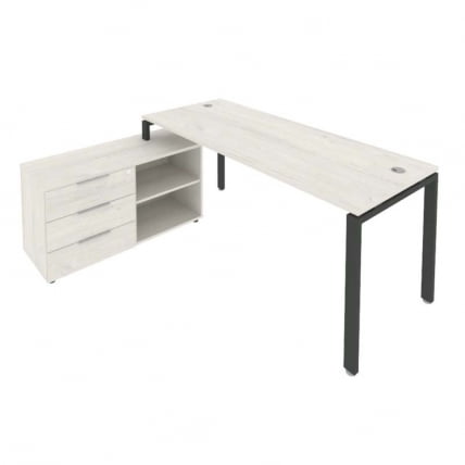 Рабочая станция на П-образном м/к с опорной тумбой левая Метал Сйстем БП.РС-СТС-2.5 Л Наварра/Антрацит / Metal System_0