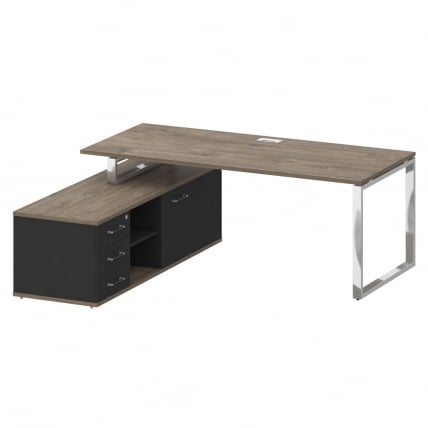 Стол руководителя с опорной греденцией , левый СХИФТ СК.СРГ-200 (Л) Тиквуд Темный/Антрацит / SHIFT SK.SRG-200 (L)_0