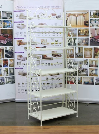 Этажерка Полонез кованая с деревянными полками_0