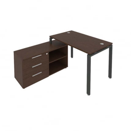 Рабочая станция на П-образном м/к с опорной тумбой левая Метал Сйстем Б.РС-СТС-2.2 Л Венге/Антрацит / Metal System_0