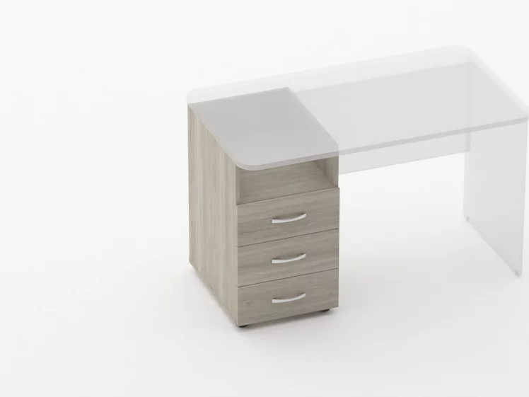 Тумба встраиваемая в стол на 3 ящика с нишей Глассй 3.12.12 Дуб сантана светлый / Glassy_0