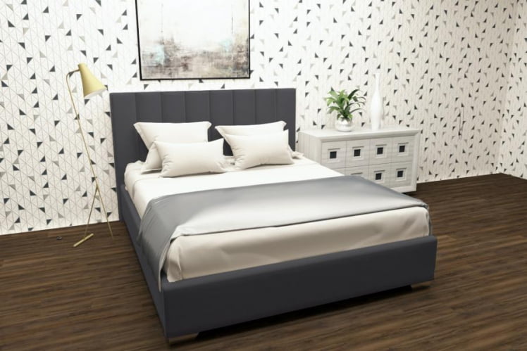 Мягкая интерьерная кровать Терра без основания Материал фасада: Металл/Велюр; Спальное место: 800х2000 мм; Цвет: Светло серый_0