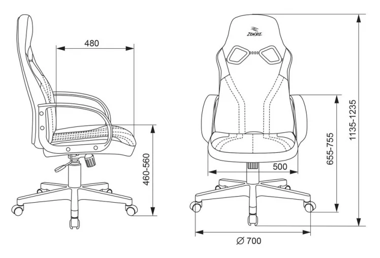Геймерское кресло Бюрократ ЗОМБИЕ РУННЕР Черный-желтый / ZOMBIE RUNNER_4