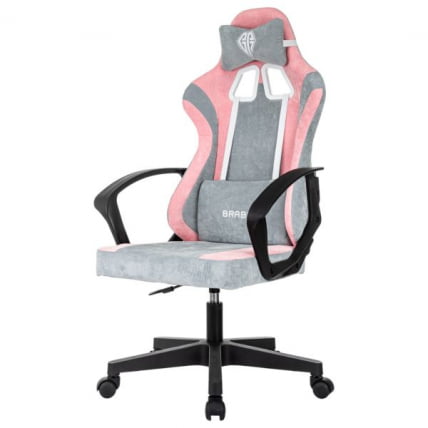 Кресло компьютерное БРАБИКС Форсер ГМ-127, 2 подушки, ткань, розовое/серое / BRABIX Forcer GM-127,_1