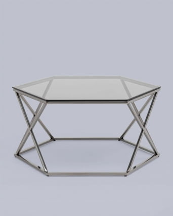 Журнальный столик Круз 93*80 стекло смоке сталь Темный хром / smoke_5