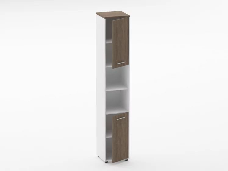 Шкаф 5 узкий закрытый с 2 -мя открытыми полками Дека 10.23.12Пр Дуб Верцаска/Белый / Deka_1