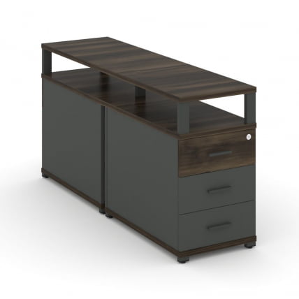Тумба двухсторонняя опорная приставная с 3-мя ящиками и надставкой CОНCЕПТ CН.ДТГП-001 Б/В Дуб Мали Антрацит / CONCEPT CN.DTGP-001 B/W_0