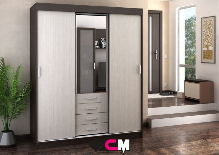 Шкаф-купе Лидер 3 Венге-дуб белфорд_0