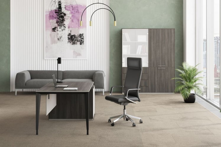 Комплект мебели для кабинета руководителя Атлас №05 Бренсон Трюфель Серый камень Антрацит / Atlas_0