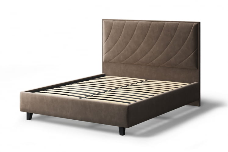 Кровать СОФИЯ 2000*1600мм (на опорах), велюр Бренди лайт 29 (коричневый), (б/основания, б/матраса)_1