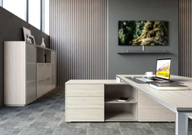 Комплект мебели для кабинета руководителя Атлас №03 Ясень Наварра Алюминий / Atlas_2