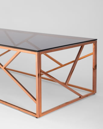 Журнальный стол АРТ ДЕКО 120кс60 Розовое золото стекло смоке / 120x60 smoke_4