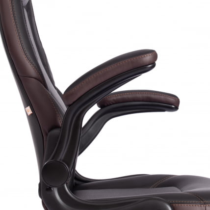 Кресло офисное БАЗУКА кож/зам, черный/черный перфорированный/коричневый, 36-6/36-6/06/36-36 / BAZUKA_9