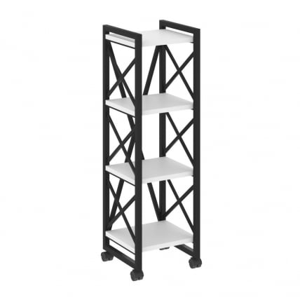 Стеллаж на колесных опорах - 4 полки ЛОФТ  ВР.Л-МСТ.К-4.4 Металл черный Белый Бриллиант / LOFT VR.L-MST.K-4.4_0