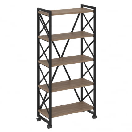 Стеллаж на колесных опорах - 5 полок ЛОФТ ВР.Л-МСТ.К-5.8 Металл черный Дуб Аризона / LOFT VR.L-MST.K-5.8_0