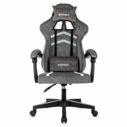 Кресло компьютерное БРАБИКС Шоотер ГМ-12, 2 подушки, ткань, серое / BRABIX Shooter GM-12,_4