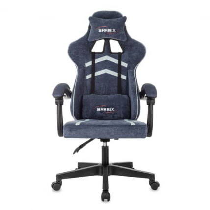 Кресло компьютерное БРАБИКС Шоотер ГМ-123, 2 подушки, ткань, синее/серое / BRABIX Shooter GM-123,_3