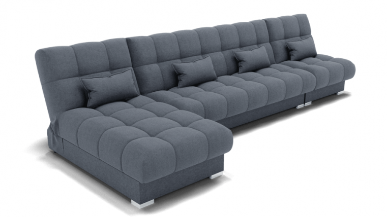 Диван Фиеста-3 угол левый/правый (ЗР) Цвет фасада: Серый; Тип: Левый/правый; Материал фасада: Металл/Велюр_0