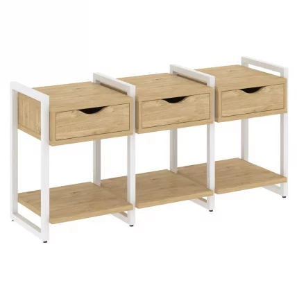 Тумба на регулируемых опорах наборная. Вариант №4 ЛОФТ ВР.Л-ТН-4.О Металл белый Тиквуд светлый / LOFT VR.L-TN-4.O_0