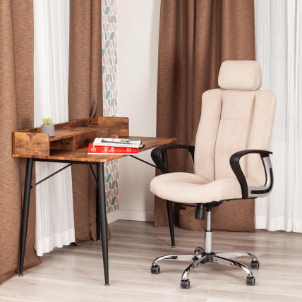 Кресло ОКСФОРД хром флок , бежевый, 7 / OXFORD_11