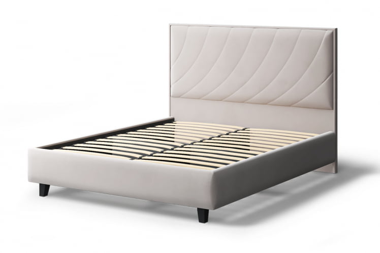 Кровать СОФИЯ 2000*1600мм (на опорах), велюр НЕО 02 (бежевый), (б/основания, б/матраса) / NEO_1