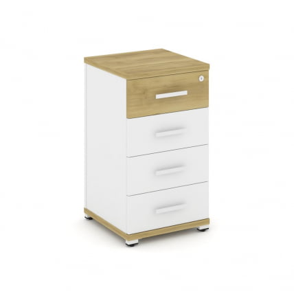 Тумба опорная/приставная с 4 ящиками CОНCЕПТ CН.ТУО-002 Б/В Дуб Винченцо Белый бриллиант Белый / CONCEPT CN.TUO-002 B/W_0