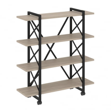 Стеллаж на колесных опорах - 4 полки ЛОФТ  ВР.Л-МСТ.К-4.8В Металл черный Дуб Аттик / LOFT VR.L-MST.K-4.8V_0