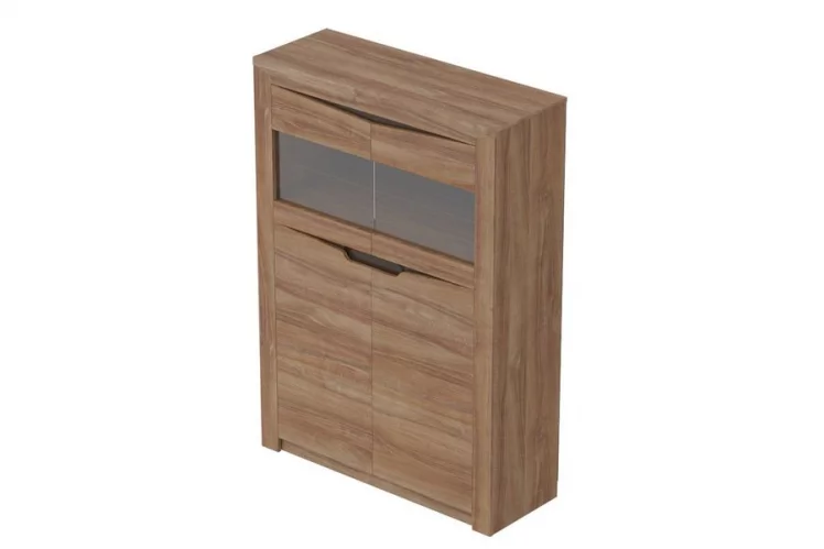 Шкаф двухдверный со стеклом Соренто 12 Дуб Стирлинг_0