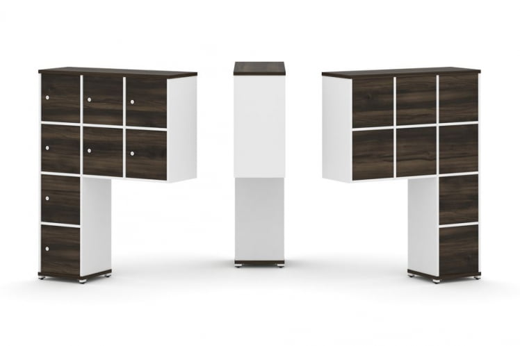 Надставка на стол высокая односторонняя + задняя стенка (8 шт.) + распашной фасад (8 шт.) CОНCЕПТ CН.ОНВ-010 Дуб Мали Белый бриллиант Белый металл / CONCEPT CN.ONV-010_0