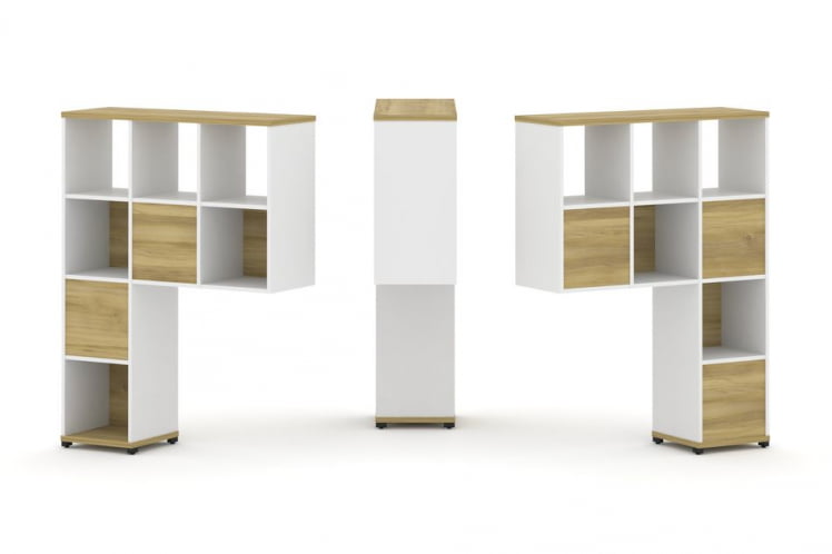 Надставка на стол высокая двухсторонняя + задняя стенка (5 шт.) CОНCЕПТ CН.ДНВ-003 Дуб Винченцо Белый бриллиант Черный металл / CONCEPT CN.DNV-003_0