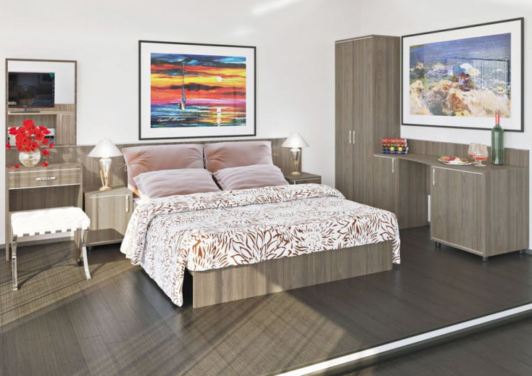 Кровать с ортопедическим основанием и изголовьем ЛИГХТ С-КИ-90 Вяз Благородный / LIGHT_1