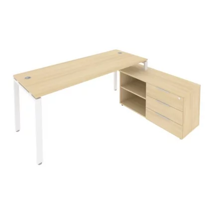 Рабочая станция на П-образном м/к с опорной тумбой правая Метал Сйстем Б.РС-СТС-2.5 Пр Акация/Белый / Metal System_0