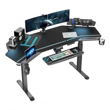 Стол для компьютера (для геймеров) с подставкой под клавиатуру и электрической регулировкой по высоте Еурека ЕРК-ЕС71-Б-ЕУ / Eureka ERK-ES71-B-EU_1