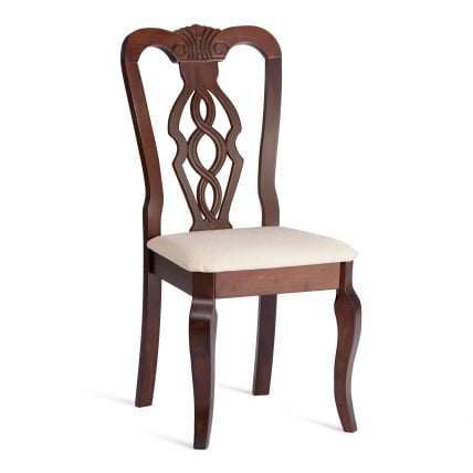 Стул Афродита/ Апхродите дерево гевея, 46х54х99см, Каппучино , ткань кремовая с рисунком (А04) / Aphrodite Cappuchino_0