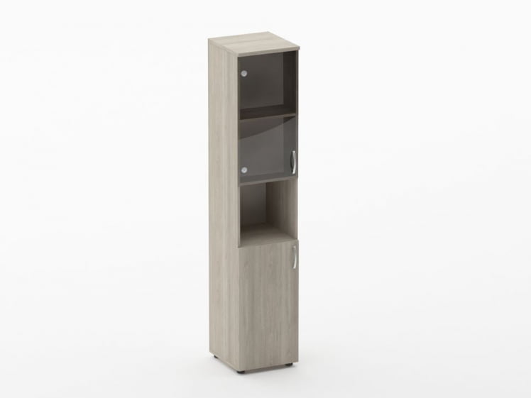 Шкаф высокий со стеклом и нишей Глассй 6.19.14Л Дуб сантана светлый / Glassy_0