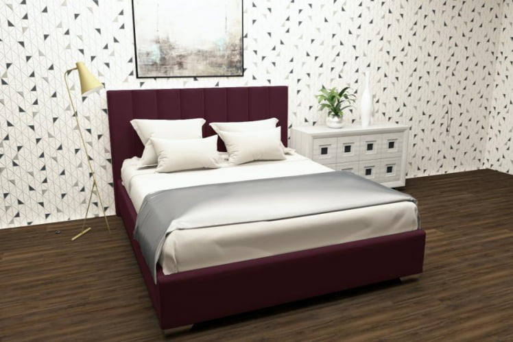 Мягкая интерьерная кровать Терра с ортопедическим основанием Цвет фасада: Красный; Материал фасада: Металл/Велюр; Спальное место: 1600х2000 мм_0