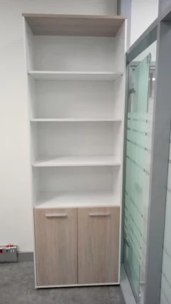 Шкаф 5 широкий верх открытый, низ закрытый Дека 10.23.111 Дуб Сантана светлый/Белый / Deka_5