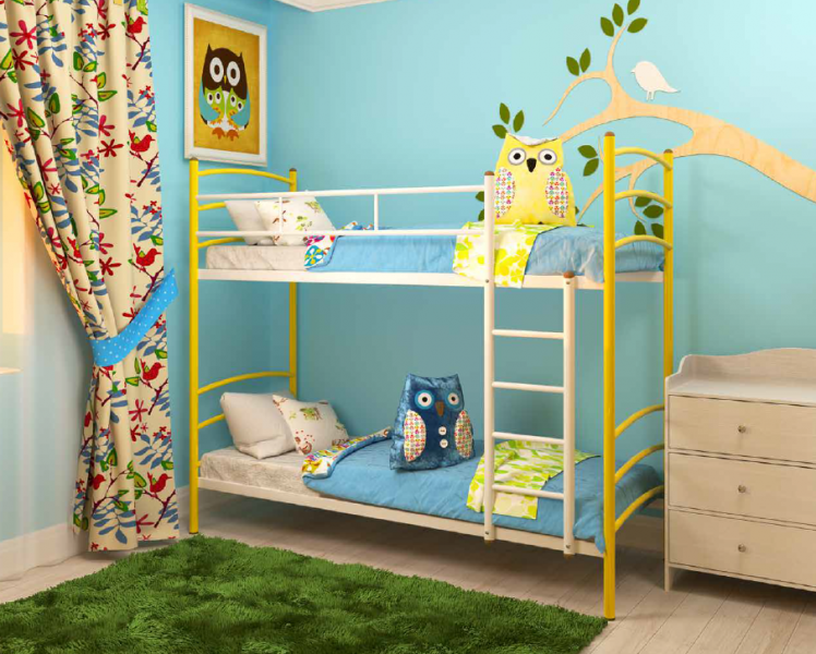 Кровать двухъярусная Милана Дуо 900х1900 Желтая / Duo_1