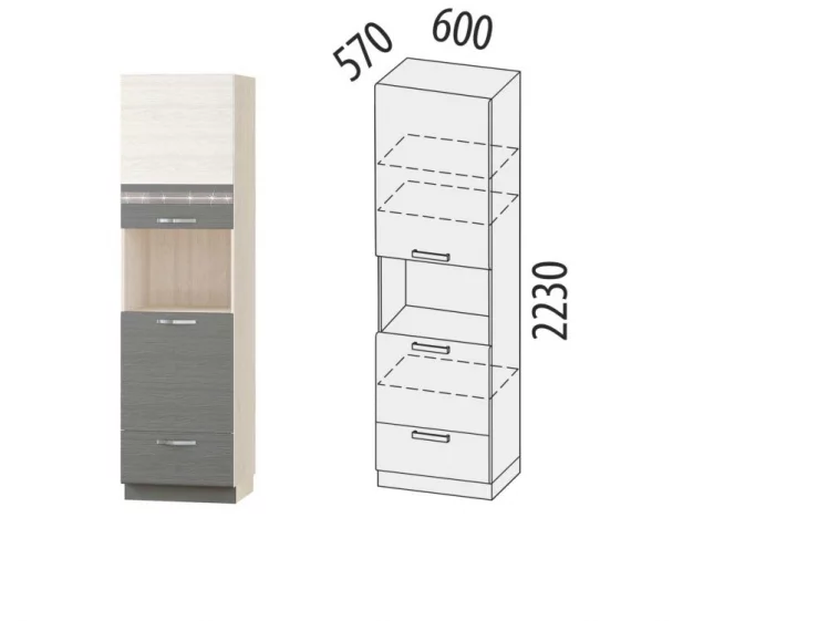 Пенал кухонный (лев/прав) Графит 74.76 Сосна Астрид/Ваниль/Графит_1