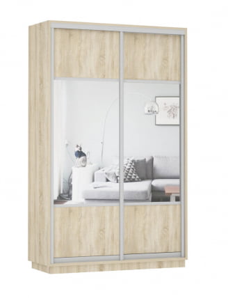 Шкаф-купе двухдверный Экспресс Дуо Комби 1400х2400х Дуб сонома / 1400х2400h_0