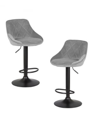 Стул барный ДОБРИН ЛОГАН БЛАCК (серый велюр (МДЖ9-75)) 2 шт / DOBRIN LOGAN BLACK (MJ9-75))_0