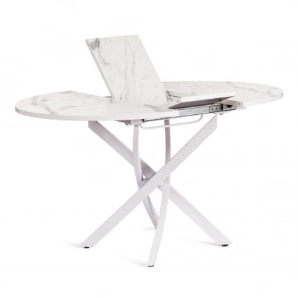 Стол МАНЗАНА ЛДСП/ХПЛ/металл, 100 х 100+30 х 75 см, Мрамор светлый/белый / MANZANA ЛДСП/HPL/металл,_3