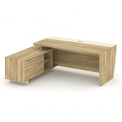 Стол руководителя с опорной тумбой, левый Корнер CОР.СРТ-20(Л) Гикори Песочный Ваниль / Corner COR.SRT-20(L)_1